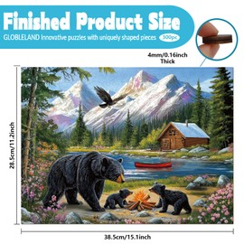 GLOBLELAND 300Pcs Bears and Nature Wooden Jigsaw Puzzles for Toddler Children Learning 11.22x15.16inch Colorful Landscape Wood Puzzles Holiday Birthday Gifts for Preschool Learning
