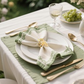 Grape Napkin Rings Set of 12 Pearl & Sparkly Rhinestone Fruit Napkin Holders for Spring Party Wedding Holiday Gatherings,Elegant Dining Table Decor for Rustic Farmhouse Family Dinner Daily