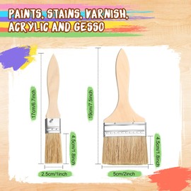 Skylety 100 Pcs Chip Paint Brushes Bulk 2 Inch 1 Inch Assort Size Household Bristle Brushes Disposable for Painting, Glue Varnish Oil Stain, Art Crafts Furniture Deck