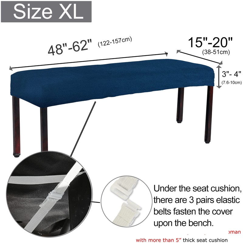 SINOSSO Soft Velvet Bedroom Bench Cover, (48"- 62") L x