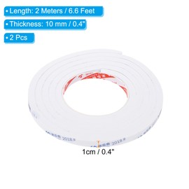 PATIKIL 2m/6.6ft Sealing Foam Tape, 2 Pack 1cm Wide 10mm Thick Single Sided Weather Stripping Door Seal Strip for Window Door Insulation, White