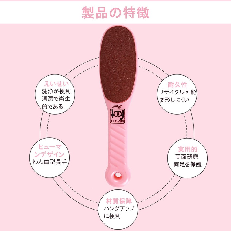 LUYING かかと角質除去器かかと角質除去器かかとヤスリ自宅で簡単、安全、効率的に足のケアを行うことができます。乾燥した繭の両面型は、乾燥した足と濡れた足に適しています（ピンク）