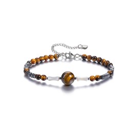 JSDDE Braided Healing Stones Bracelet with Shell Beads and Magnetic Beads, Natural Gemstone Bracelet, Hematite Beads, Magnetic Therapy Bead Bracelet for Men and Women, Stone