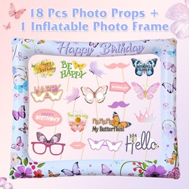 Photo Props Pack of 19 Butterfly Decoration Birthday Photo Box Accessories, Birthday Decoration Butterfly Girl Party Accessories for Birthday Carnival Wedding