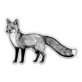 Fox Drawing - 12" Vinyl Sticker Waterproof Decal