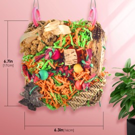 KATUMO Bird Toys, Parakeet Grass Mat Foraging Toy Parrot Shredding Hanging for Cockatiel Lovebird Parakeet Budgie Small-Medium Birds