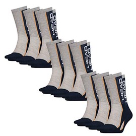 HEAD Unisex Performance Crew 9 Pack 39-42 43-46, Grey/Navy (870)