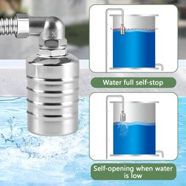Float Valve for Water Tank Pool 3/4 Inch Automatic Water Level Control Valve 304 Stainless Steel Float Valve with 30 cm Corrugated Pipe and Tap Sealing Tape (3/4 Inch Side Water Inlet)
