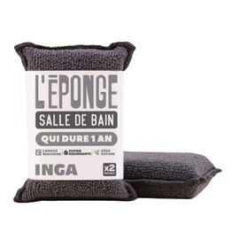 INGA - 2 reusable washable sponges - Special surfaces, double absorbency - 2 sides for suction and cleaning - Made in Europe - Washable sponge that lasts 1 year