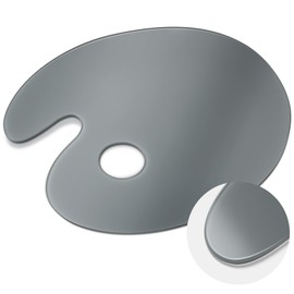 Nuanchu 10 X14 Inch Oval Neutral Grey Tempered Glass Palette for Oil Painting Artist Paint Palette Scratch Resistant Easy Clean up for DIY Color Mixing