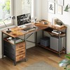 Huuger L Shaped Desk with Power Outlets, Computer Desk with