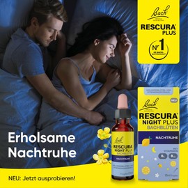 BACH RESCURA NIGHT PLUS Bachblüten Nachtruhe, 10 ml I Bachblütenmischung mit Vitaminen für eine erholsame Nacht I ehemals Rescue das Original