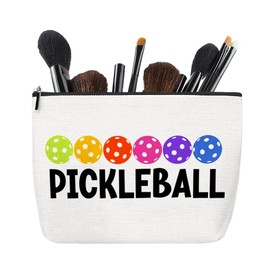 Sudaporn Pickleball Travel Cosmetic Bag Organizer for Pickleball Friend Fans Christmas Birthday Gifts Six Ball Makeup Bag Ball Lover Toiletry Bags Pouch Pickleballs White Elephant Gifts for Women Men