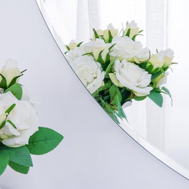 Chende 2PCS 24" x 47" Decorative Wall Mirror, Half Round Mirror with Beveled Edge, Large Frameless Mirror for Living Room, Bathroom, Bedroom, Horizontal or Vertical Hanging