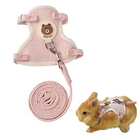 Copfeu Rabbit Harness and Leash Set Adjustable Bunny Harness Leash Ferret Harness Guinea Pig Harness Ferret Leash for Small Pets Walking Outdoor (Small,Pink)