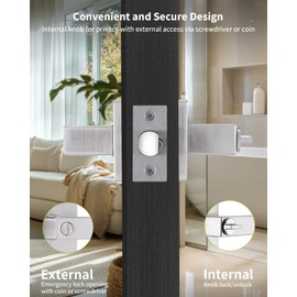 MENDOCK Privacy Door Handle Keyless GreenShield Lock Set, Heavy Duty Reversible Interior Door Lever for Bedroom Bathroom, Square Door Lock for Left Right Handed Doors (1 Pack, Satin Nickel)