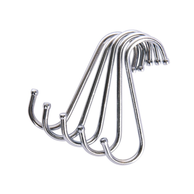 KitchenCraft S Hooks, Chrome Plated Metal, Large (10 cm), Pack