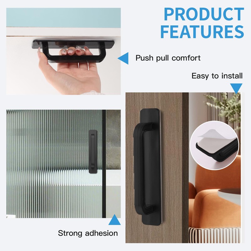 atnayo 4 Pack Peel Stick on Door Handles, PP Material,