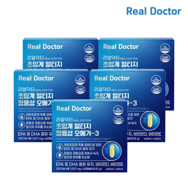 Real Doctor Supercritical Altige Enteric Coated Omega-3 60 Capsules (5) (10 months supply) / Low-temperature supercritical extraction / 리얼닥터 초임계 알티지 장용성 오메가3 60캡슐 5개 (10개월분) / 저온 초임계 추출