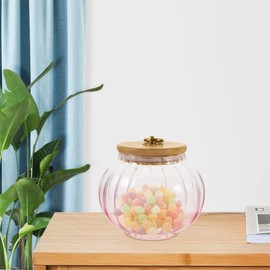 Kichvoe Glass Storage Jar Coffee Canister Food Storage Jar Airtight Sugar Jar Dry Fruit Container Glass Sugar Canisters Petal Decorative Jar Clear Nuts Jars Alloy Snack Rack Japanese-style