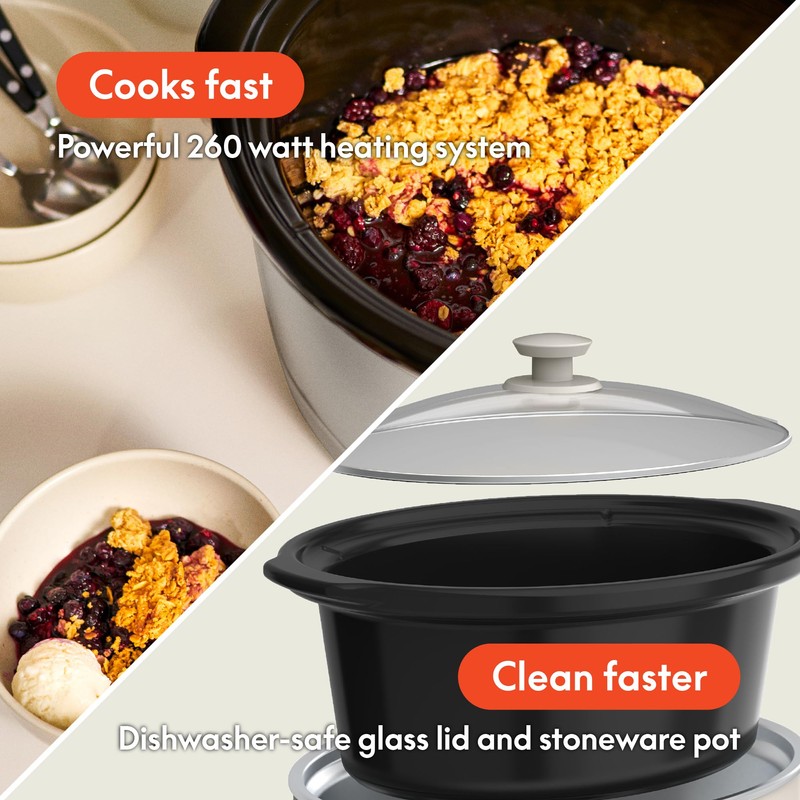 bella 6.0 Qt Manual Slow Cooker, EverGood™ Ceramic Nonstick Coating,