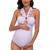 EastElegant Maternity Ruffle Ribbed Cutout One Piece Swimwear Square Ring
