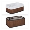 3 x Storage Baskets Bamboo Fabric Cover Shelf Basket Rectangular