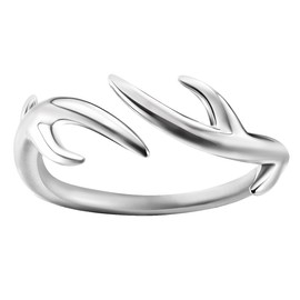 Jewboo S925 Sterling Silver Original Forest Antlers Women Open Ring Birthday Gift Jewelry