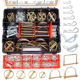 mankk 202PCS Heavy Duty Hitch Pins Clip Pins Assortment Kit Tractor Pins Linch Pins PTO Pins R Clip Pins Hair Pins,for Farm Tractors Trailers Trucks Attachments Lawn Mowers M-149-202PCS