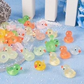 Pandahall 50 Pcs Glow in The Dark Beads Duck Shape Luminous Colorful Resin European Large Hole Beads 23.5x15.5mm for Bracelet Necklace Jewelry Making