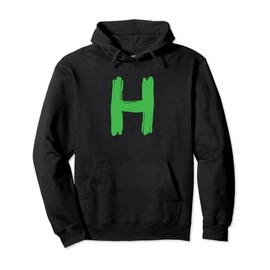 Creative Bold Green Letter H - Design Alphabet - Marker Pullover Hoodie