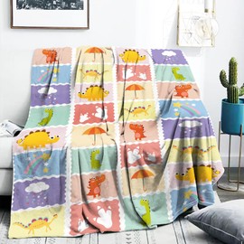 Dinosaur Baby Blanket for Kids, Lattice Dino Blankets for Toddler Girls Boys, Rainbow Dinosaur Footprint Baby Blanket Gifts, Fleece Throw Blanket for Girls Boys Baby Shower Birthday (72 x 102 cm)