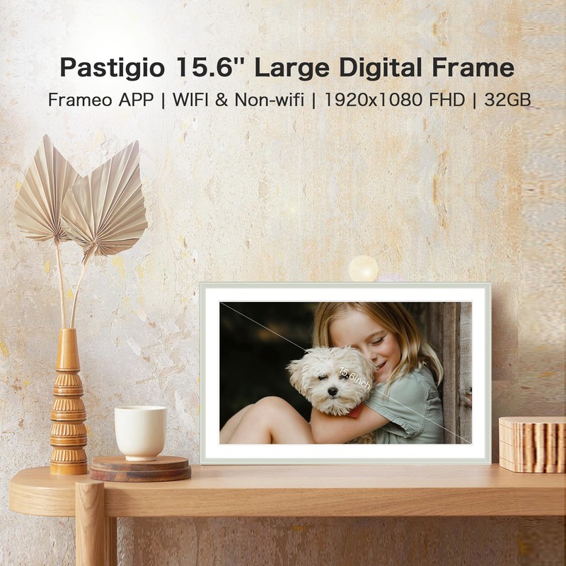 Digital Picture Frame, 15.6 Inch Frameo Digital Frame WiFi, 1920*1080