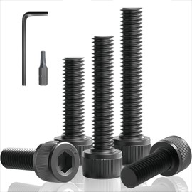 Jyvex Pack of 70 M3 x 16 screws, black, cylinder head screws m3, cylinder screws with hexagon socket, D912 12.9 class carbon steel Allen screws, fully threaded, with key