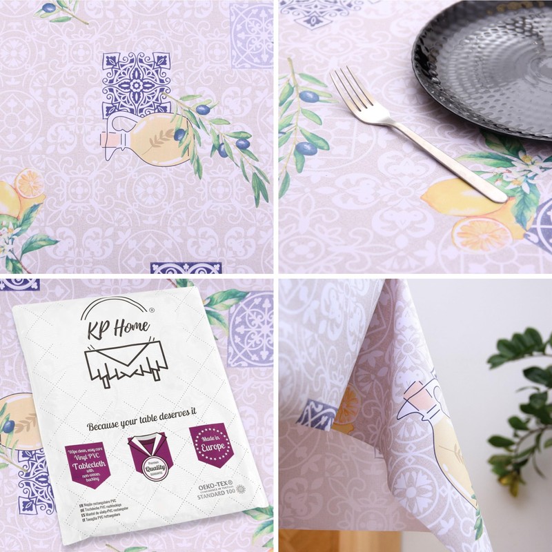 KP HOME Wipe Clean Tablecloth Rectangular 78.7"x 55.1" (200x140cm) -