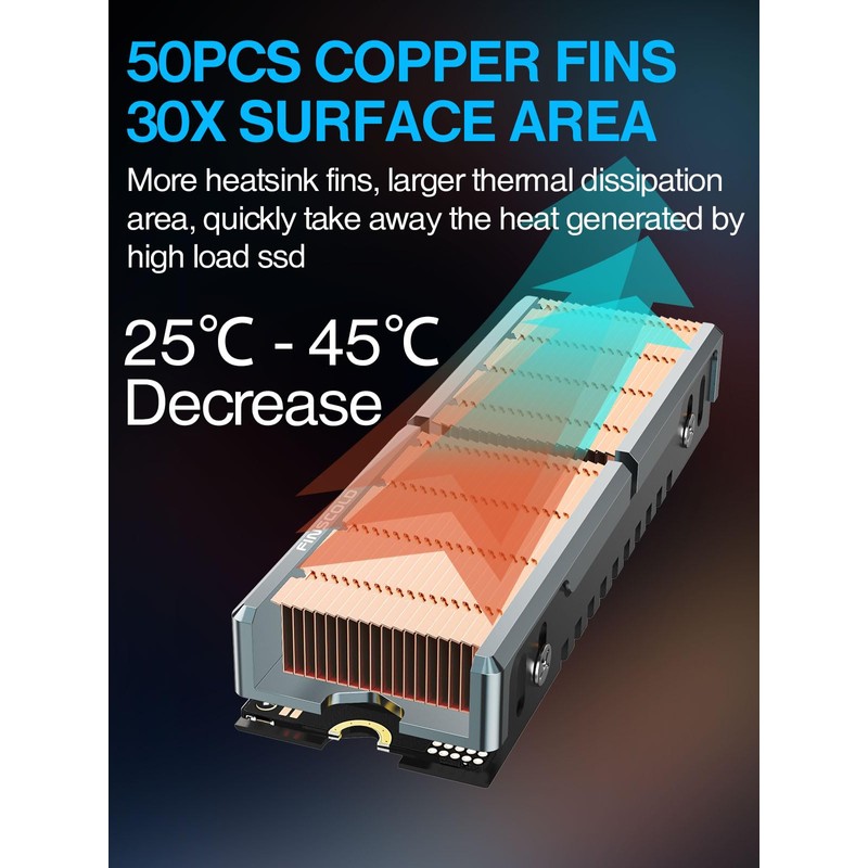 JEYI Copper M.2 HeatSink, Passive Nvme SSD Heatsinks with Copper