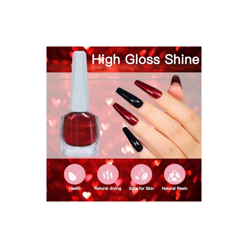 COSMOO- Esmalte de uñas rojo vino de 12 ml, laca