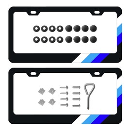 Xnqdre 2Pcs Newest Tri-Color Sport License Plate Frame, Black 3 Color Sport License Plate Cover Holder Compatible for All Cars. (Blue Sport A), BPCPJ-00