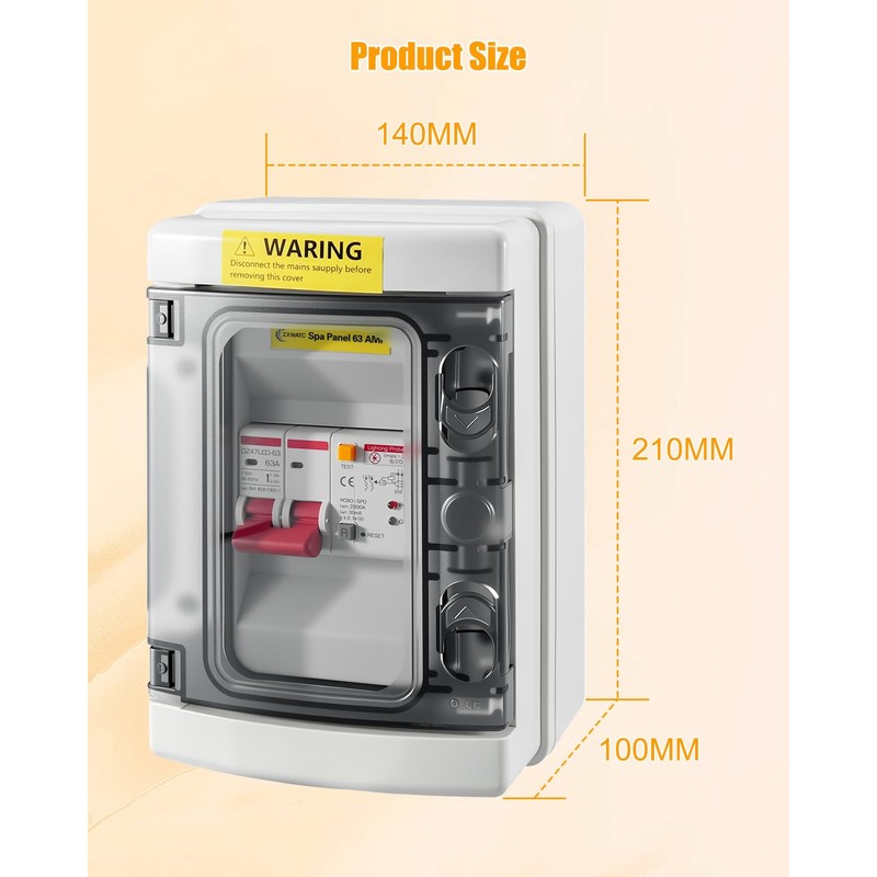 SPA Panel Disconnect GFCI Switch 63A Circuit Breaker Box Surge