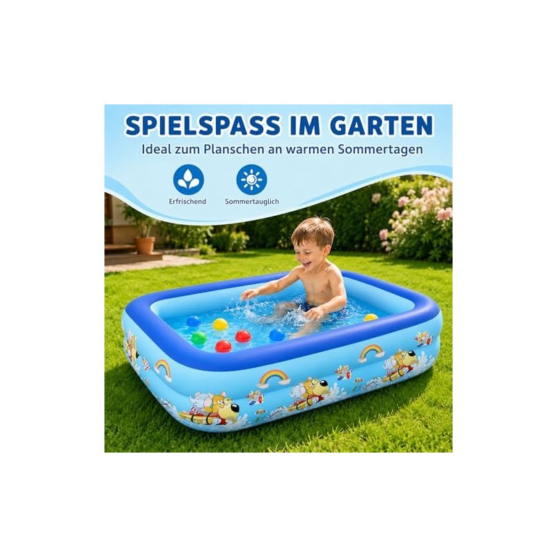 Sunshine Smile Piscina Hinchable para niños, 120 x 85 cm,