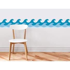 Sunny Decals Wave Wall Border - Set of 2, 8 inches tall x 24 inches wide Removable Fabric Wall Sticker, Original