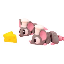 5-Pack Mini Chef Mouse Figurines – Articulated Desk Pets, Poseable Fidget Toys, Mystery Mini Animals – 2 Inch Collectible Mice – 3D Printed in Canada