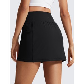 CRZ YOGA Butterlift A Line Golf Skirts for Women High Waisted Stretchy Casual Athletic Tennis Skorts with Side Pockets Black X-Large