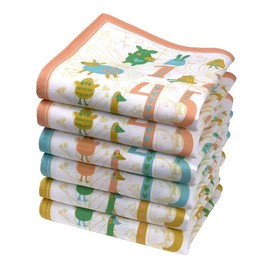 merrysquare - Children's Handkerchiefs - 100% Cotton - Approx. 26 cm - 6 Pieces, Numbers