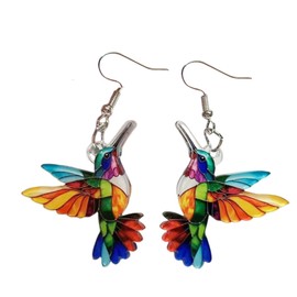 Hummingbird Earrings for Women Colorful Acrylic Animal Bird Drop Dangle Earring Jewelry-bird