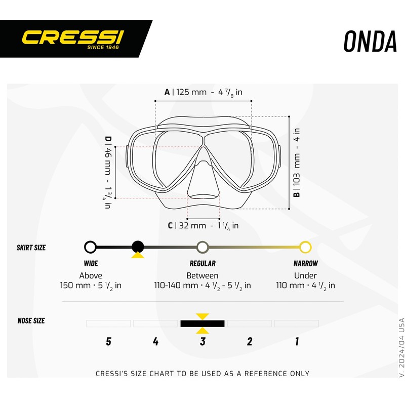 Cressi Onda Snorkel Mask, Transparent/Yellow, One Size, Adult, Unisex