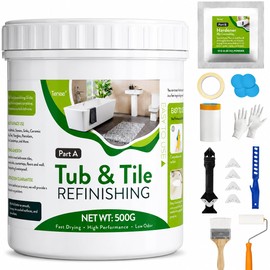 17 oz White Tub and Tile Paint, Semi-Gloss Refinishing Kit | Includes 8 Tools for Refinishing Tubs, Sinks and Tiles. Low Odor Formula Covers up to 30 Sq Ft.