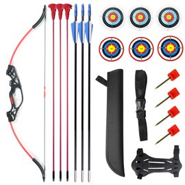 Moyujian 41''Children's Archery Bow Set, Adjustable Bow with a Tension of 10-15 pounds, Suitable for 8-12 Year Old Teenagers' recurve Archery Set, Backyard Archery Game, Outdoor Hunting Game Gift
