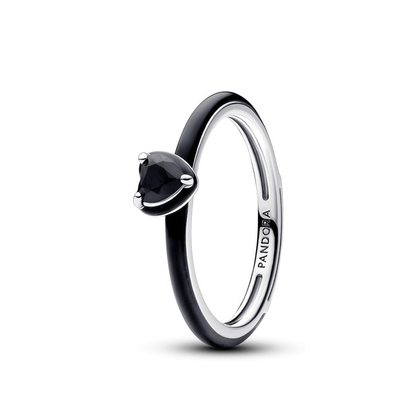 Pandora ME 193088C01-56 Black Chakra Heart Ring in Sterling Silver with Artificial Crystals Size: 56, Sterling Silver, Crystal