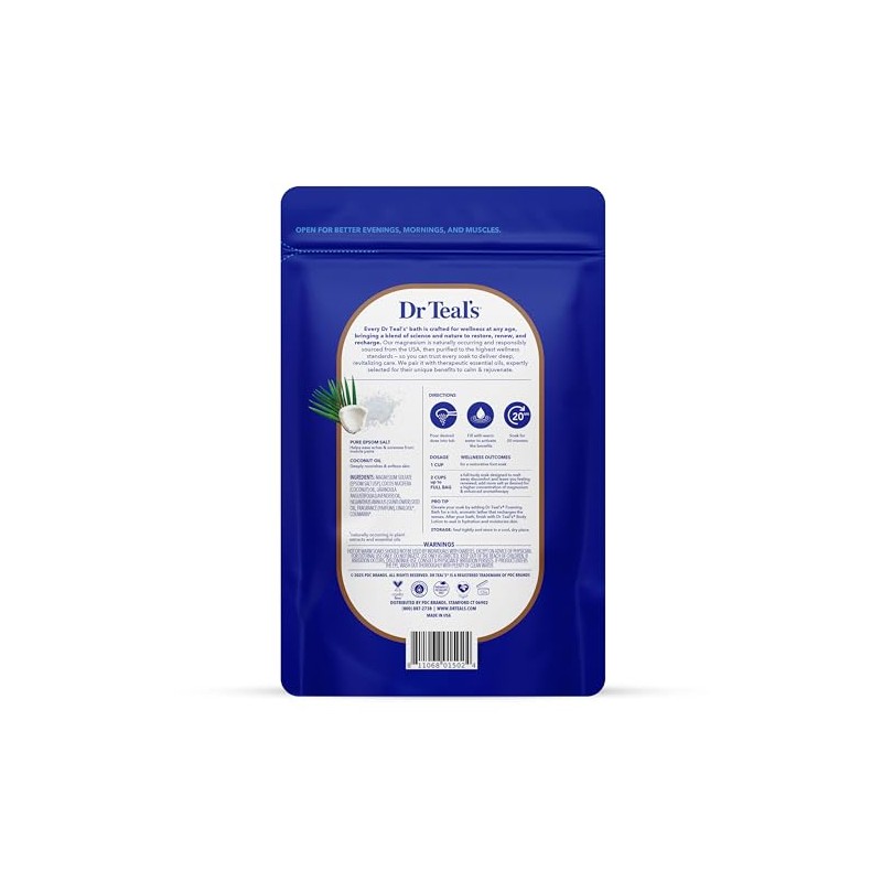 Dr Teal's Epsom Salt Magnesio Remoje, Nutre y Proteja Con